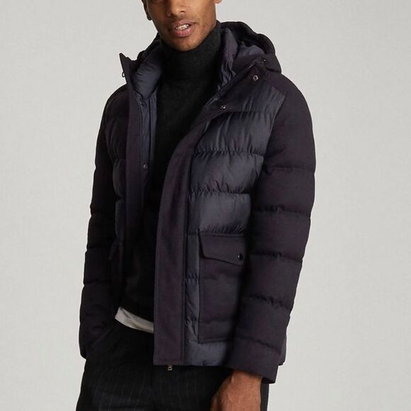Reiss Graydon Hooded Quilted Jacket Navy Large MSRP $620 - flawed - Picture 1 of 14